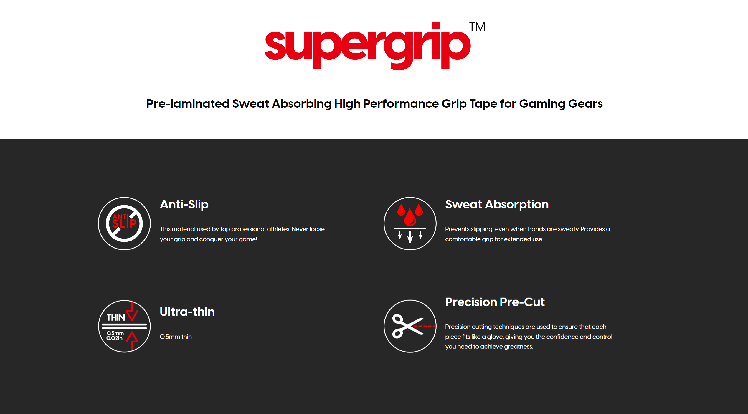 A large marketing image providing additional information about the product Pulsar Supergrip Grip Tape for Logitech G703 - Additional alt info not provided